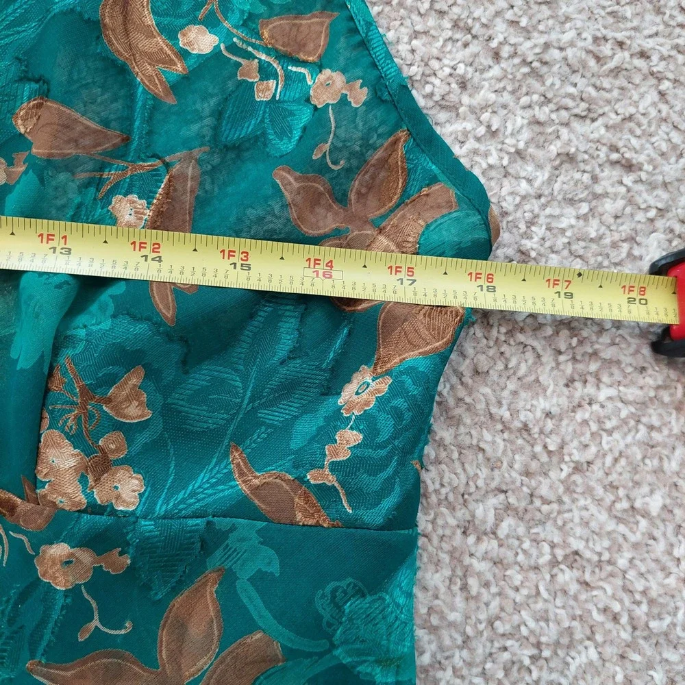 Katherine Bishop Teal Floral Sheer‎ Babydoll Chemise Nightgown Large